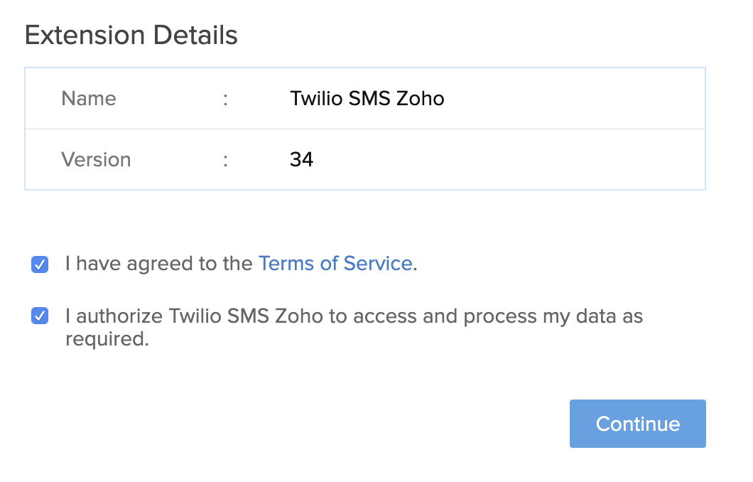 Installing the Twilio SMS extension in Zoho CRM