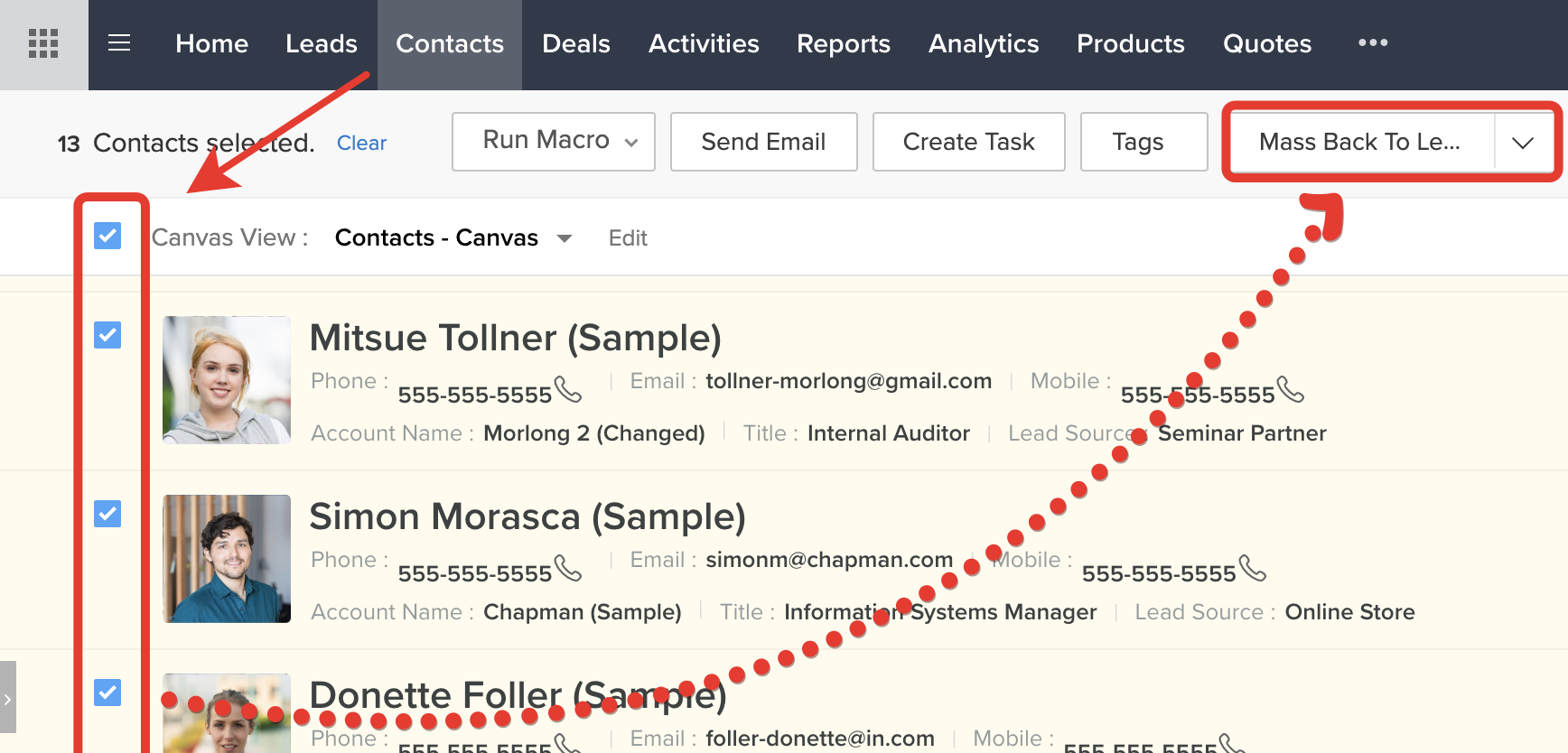 Mass conversion of Deals back to Leads